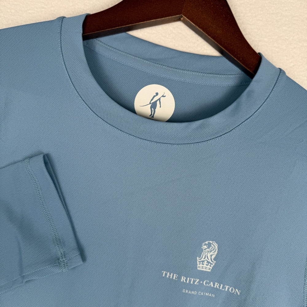Toes on the Nose Mens M Ritz Carlton Grand Cayman Sun Shirt Blue Long Sleeve